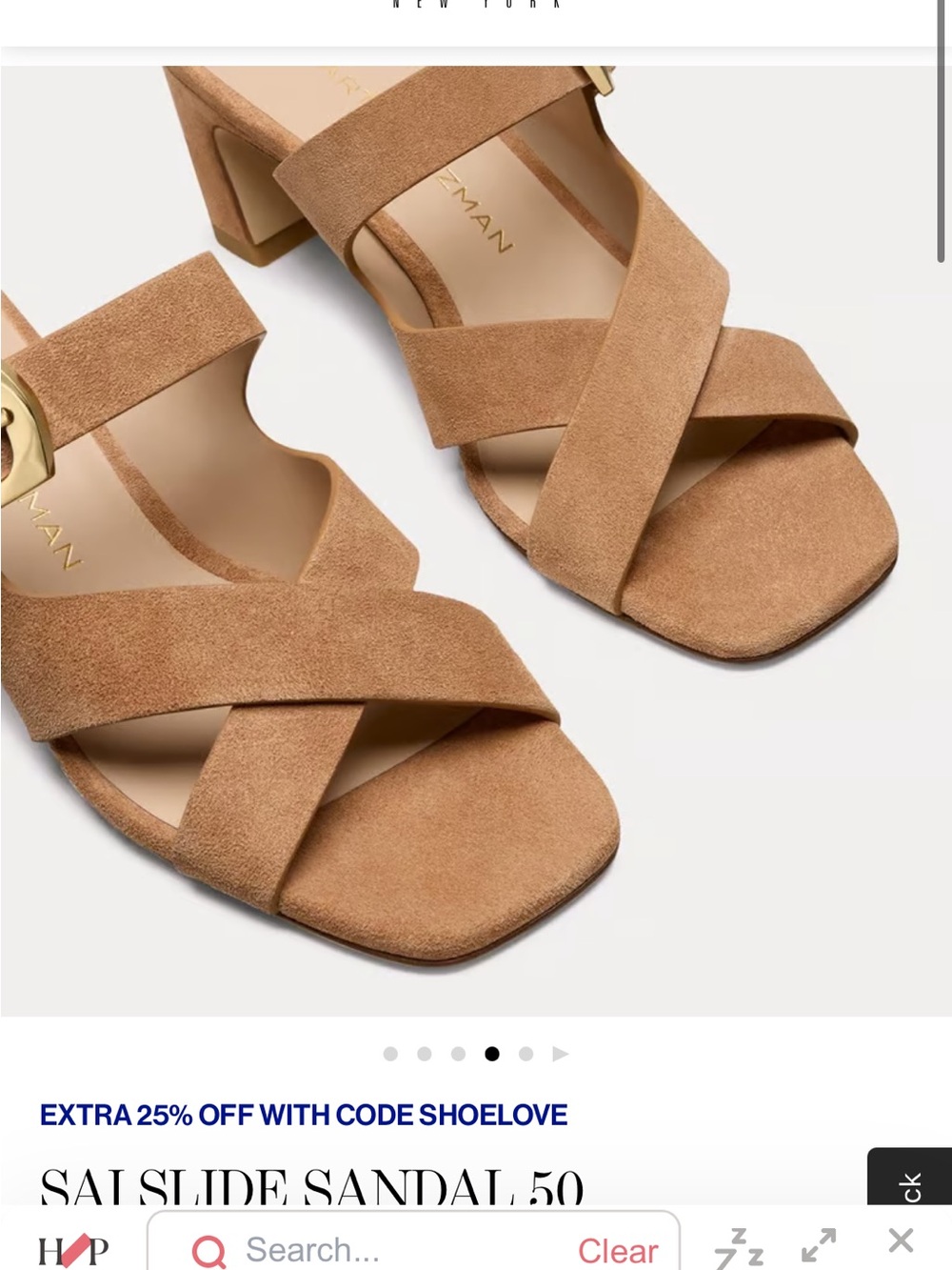 Stuart Weitzman Sai Slide 50 Doe Brown Suede Size 9.  Brand new. NWB - Picture 11 of 13